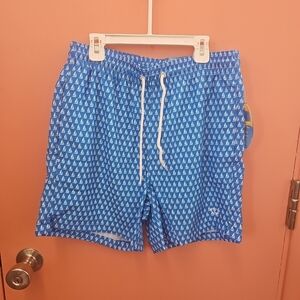NWT Wave Zone Men's Size Small Volley Board Shorts Swim Trunks Blue Sailboats
